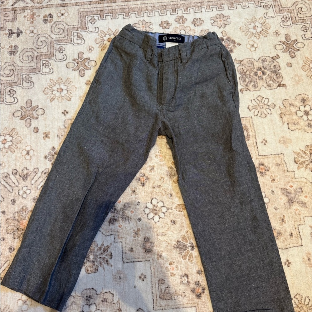 Crewcuts Gray blue Boys' linen Dress Pants - Tailored Flat-Front